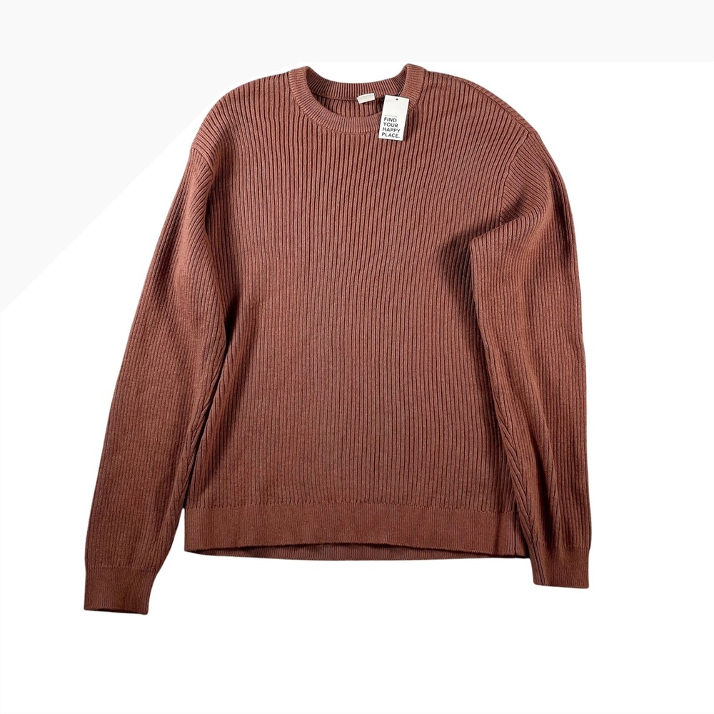 Gilly Hicks Hollister Womens Ribbed Crewneck Sweater Brown Size Medium NEW